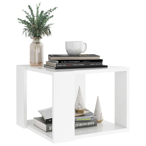 Table Basse Carré Blanc 40x40x30 Cm Bois Contreplaqué Table D'appoint Salle De Séjour