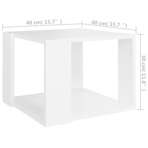 Table Basse Carré Blanc 40x40x30 Cm Bois Contreplaqué Table D'appoint Salle De Séjour