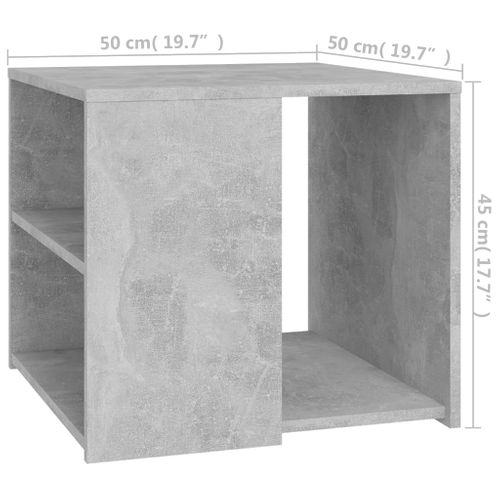 Table D'appoint 50x50x45 Cm Bois Contreplaqué Gris Béton Table D'appoint Facile À Nettoyer