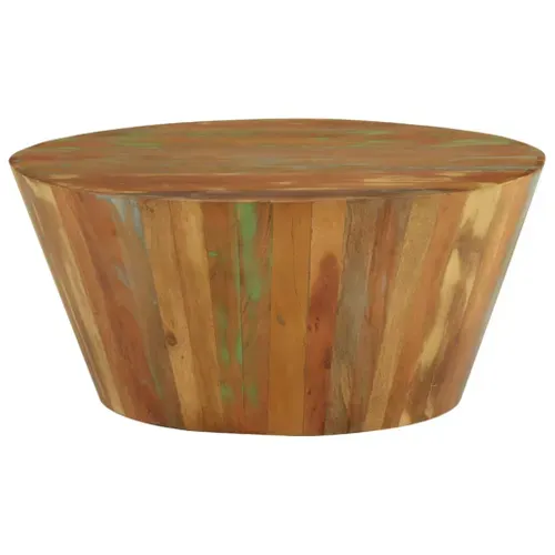 Table Basse Ø65x31 Cm Bois De Récupération Massif