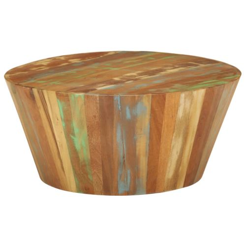 Table Basse Ø65x31 Cm Bois De Récupération Massif