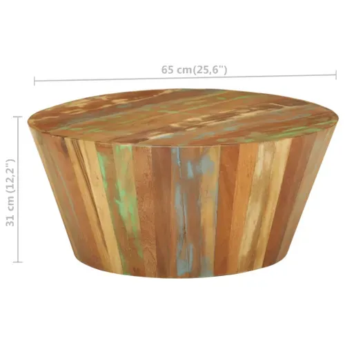 Table Basse Ø65x31 Cm Bois De Récupération Massif