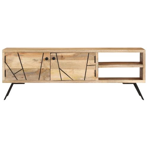 Meuble TV 110x30x40 Cm Bois Massif De Manguier