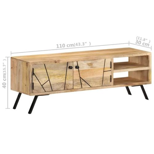 Meuble TV 110x30x40 Cm Bois Massif De Manguier