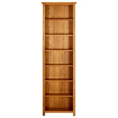 Bibliothèque 7 Niveaux Chêne Massif 60x22x200 Cm Finition Naturelle