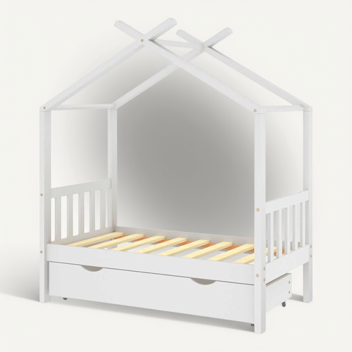 Cadre De Lit Enfant Avec Tiroir Blanc Pin Massif 70x140 Cm