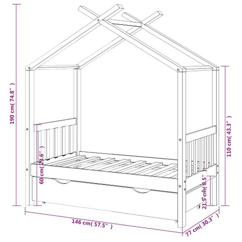 Cadre De Lit Enfant Avec Tiroir Blanc Pin Massif 70x140 Cm