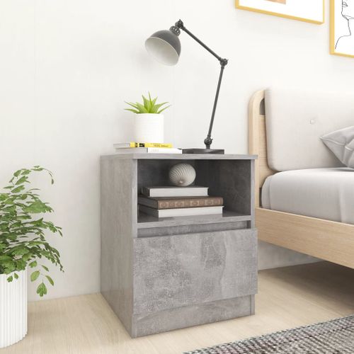 Table De Chevet Gris Béton 40x40x50 Cm Aggloméré