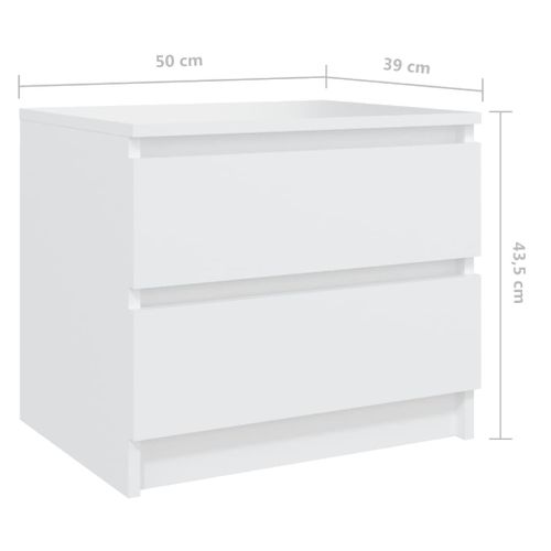 Table De Chevet Blanc 50x39x43,5 Cm Aggloméré