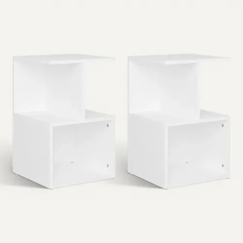 Tables De Chevet 2 Pièces Blanc 35x35x55 Cm Bois Contreplaqué