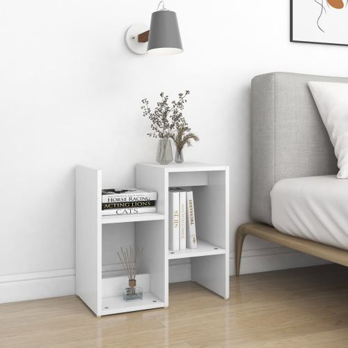 Table De Chevet Avec Compartiments Blanc 50x30x51,5 Cm Bois D'ingénierie Armoire De Nuit