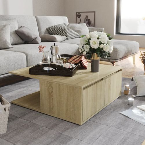 Table Basse Chêne Sonoma 80x80x31 Cm Bois Contreplaqué