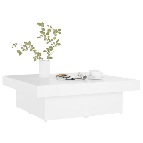 Table Basse Blanc 90x90x28 Cm Bois Contreplaqué