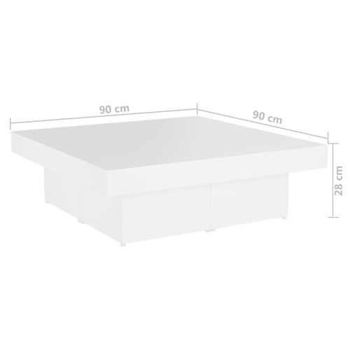 Table Basse Blanc 90x90x28 Cm Bois Contreplaqué