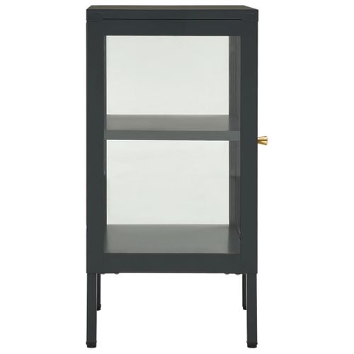 Buffet Anthracite 38x35x70 Cm Acier Et Verre