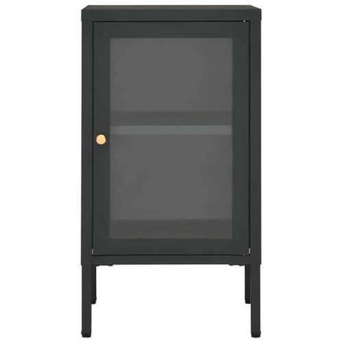 Buffet Anthracite 38x35x70 Cm Acier Et Verre