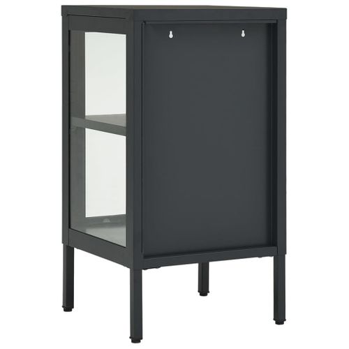 Buffet Anthracite 38x35x70 Cm Acier Et Verre