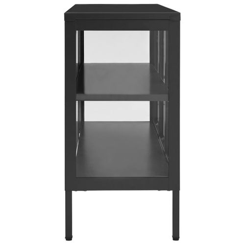 Buffet Anthracite 105x35x70 Cm Acier Et Verre