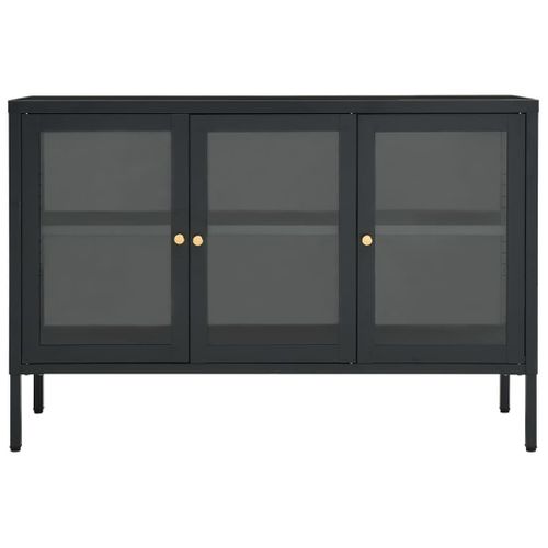 Buffet Anthracite 105x35x70 Cm Acier Et Verre