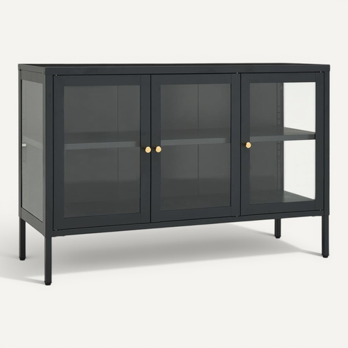 Buffet Anthracite 105x35x70 Cm Acier Et Verre