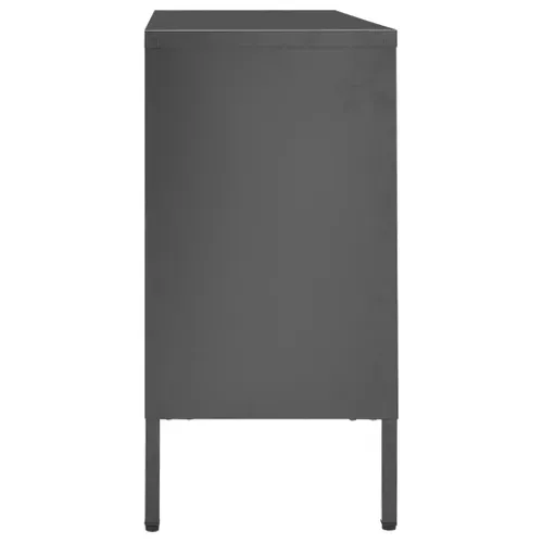 Buffet Anthracite 105x35x70 Cm Acier Et Verre Trempé