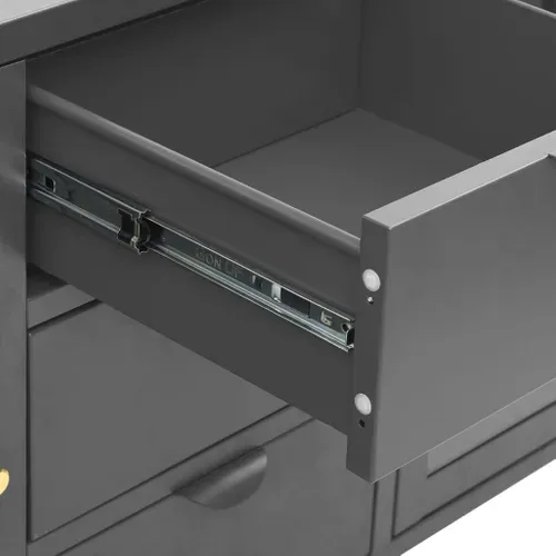 Buffet Anthracite 105x35x70 Cm Acier Et Verre Trempé