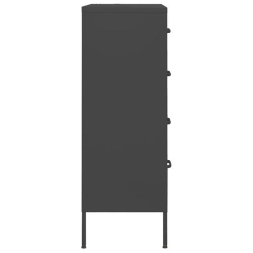 Commode 1 Pièce 3 Tiroirs Avec Niveleurs Réglables En Acier Anthracite