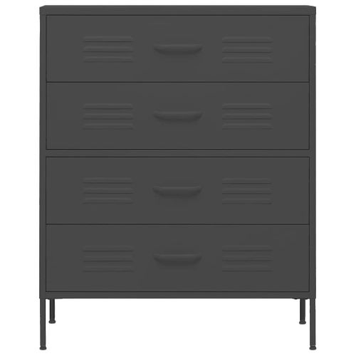 Commode 1 Pièce 3 Tiroirs Avec Niveleurs Réglables En Acier Anthracite