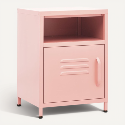 Table De Chevet Rose 35x35x51 Cm Acier