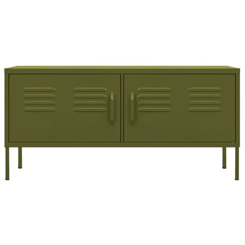 Meuble TV Vert Olive 105x35x50 Cm Acier