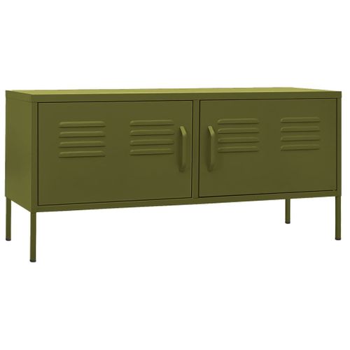 Meuble TV Vert Olive 105x35x50 Cm Acier