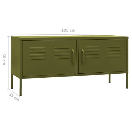 Meuble TV Vert Olive 105x35x50 Cm Acier