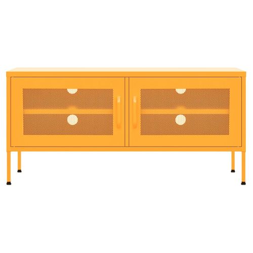 Meuble TV Jaune Moutarde 105x35x50 Cm Acier