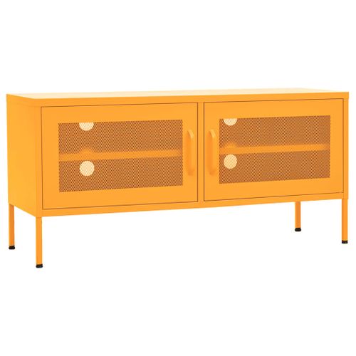 Meuble TV Jaune Moutarde 105x35x50 Cm Acier