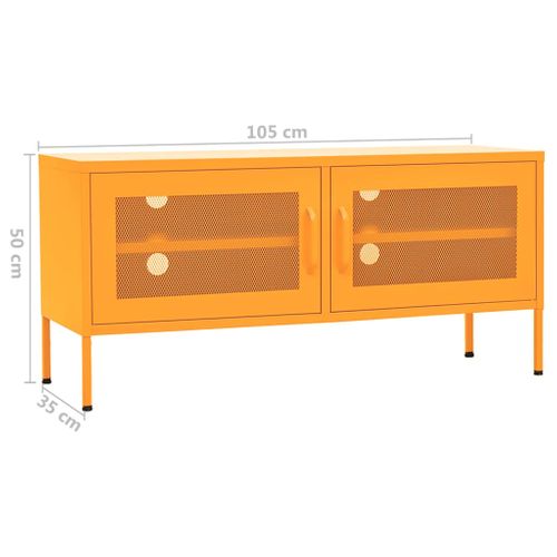 Meuble TV Jaune Moutarde 105x35x50 Cm Acier