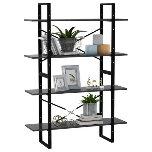 Bibliothèque à 4 Niveaux Gris 100x30x140 Cm Bois Contreplaqué