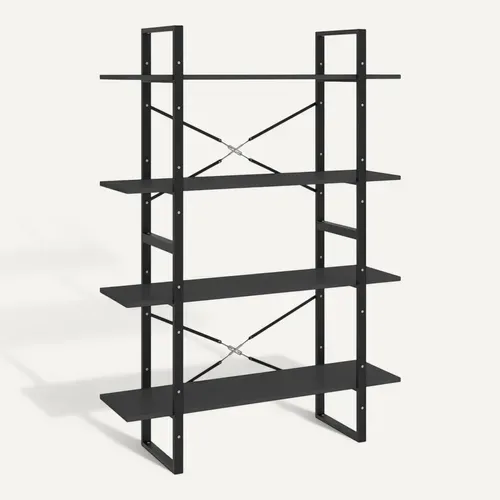 Bibliothèque à 4 Niveaux Gris 100x30x140 Cm Bois Contreplaqué