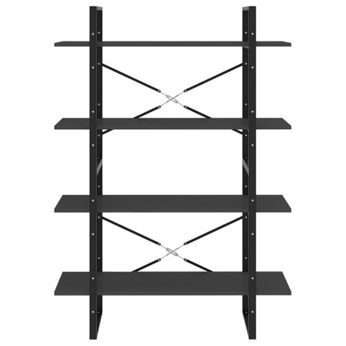 Bibliothèque à 4 Niveaux Gris 100x30x140 Cm Bois Contreplaqué