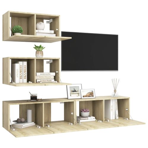 Ensemble De Meuble TV 4 Pièces Chêne Sonoma Aggloméré