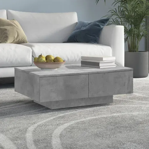 Table Basse Rectangulaire Gris Béton 90x60x31 Cm Bois D'ingénierie Table D'appoint Salon