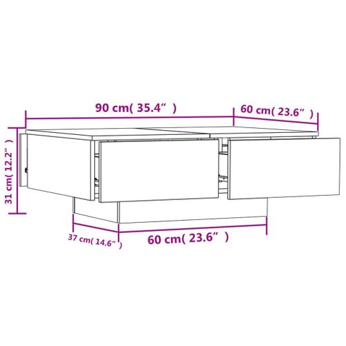 Table Basse Rectangulaire Gris Béton 90x60x31 Cm Bois D'ingénierie Table D'appoint Salon