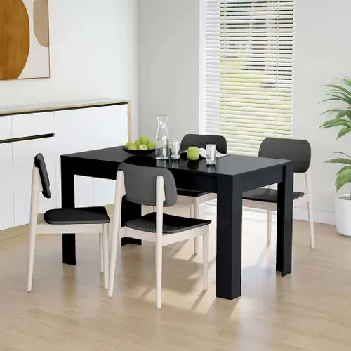 Table à Manger Rectangulaire Noir 140x74,5x76 Cm Bois D'ingénierie Dîner Repas Cuisine