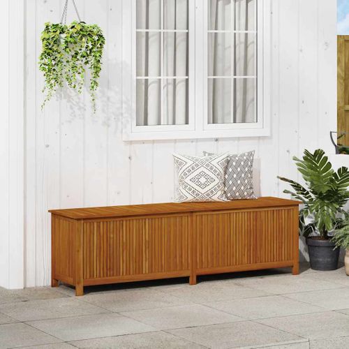 Coffre De Rangement Jardin 200x50x58 Cm Acacia Et Sac Étanche Grande Capacité De Rangement