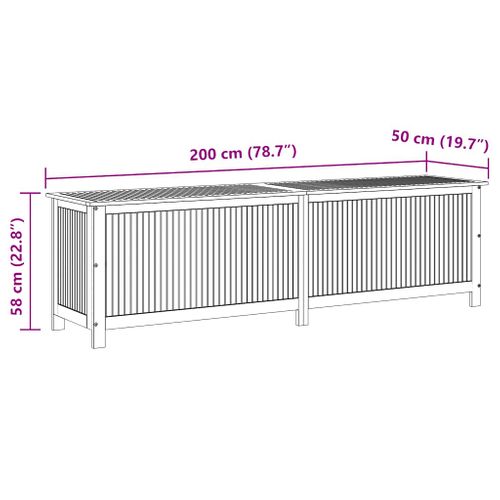 Coffre De Rangement Jardin 200x50x58 Cm Acacia Et Sac Étanche Grande Capacité De Rangement