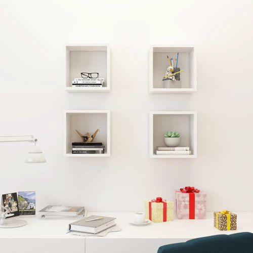 Étagères Cube Murales 4 PCs Blanc 26x15x26 Cm