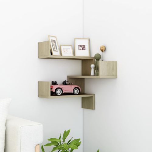 étagère D'angle Murale Chêne Sonoma 40x40x50cm Bois Contreplaqué