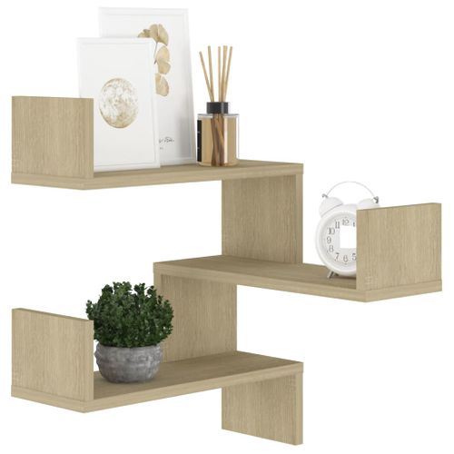 étagère D'angle Murale Chêne Sonoma 40x40x50cm Bois Contreplaqué
