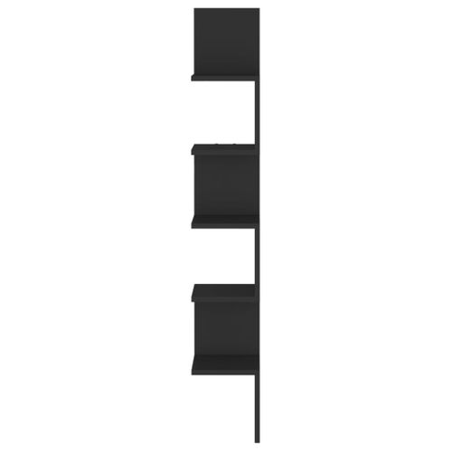 étagère D'angle Murale Noir 20x20x127,5 Cm Bois Contreplaqué