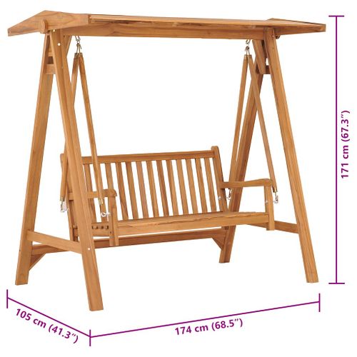 Balancelle 170 Cm Bois De Teck Massif Jardin Patio Terrasse Arrière-cour Extérieur