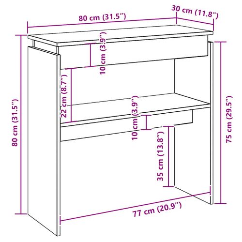 Table Console Blanc 80x30x80 Cm Bois Contreplaqué